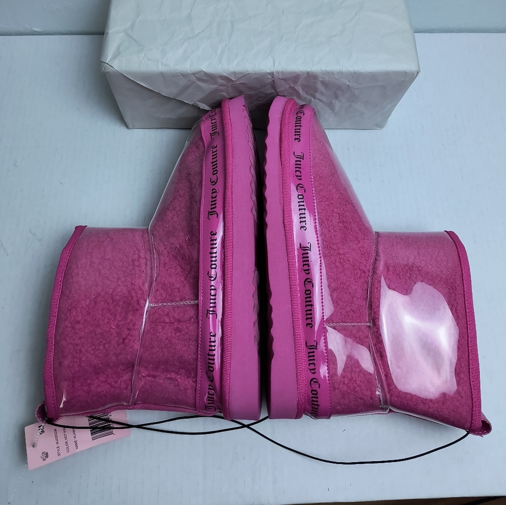 Juicy Couture Klash 9M Hot Pink Ankle Boots & Booties with Glossy Finish